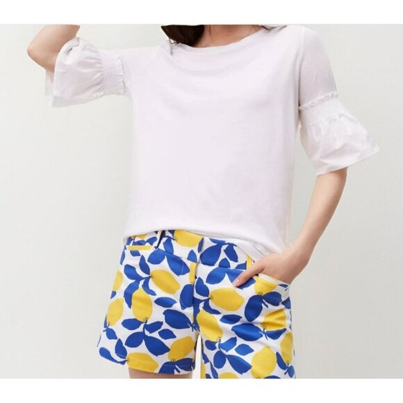 Ann Taylor LOFT Smocked Sleeve Top Size Small White Color NWT Short Sleeve - Picture 1 of 8